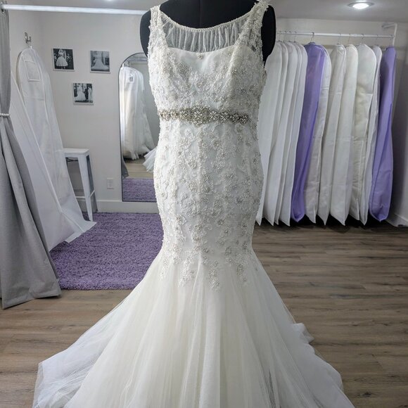 Beautiful Fit and Flare Wedding Dress Size 10-16 - Picture 1 of 7